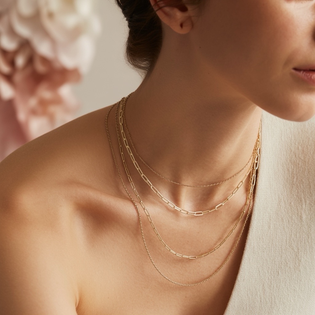 Layered permanent necklaces - delicate gold chains in multiple lengths